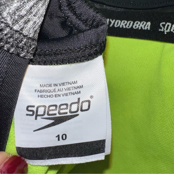 Speedo Quantum Swimsuit Gray One Piece Open Back Racerback Size 10 - Picture 2 of 12